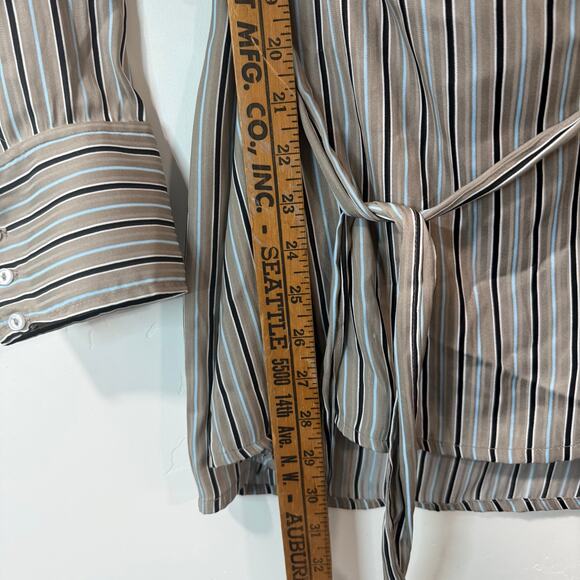 Free People Women's Arlo Top Blouse Long Sleeve Wrap Stripe Medium Gray Blue - Picture 7 of 8